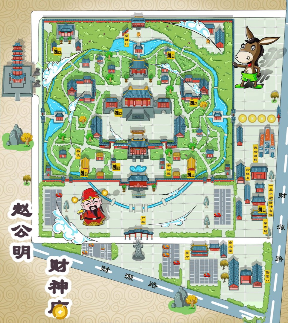 沅陵寺庙类手绘地图